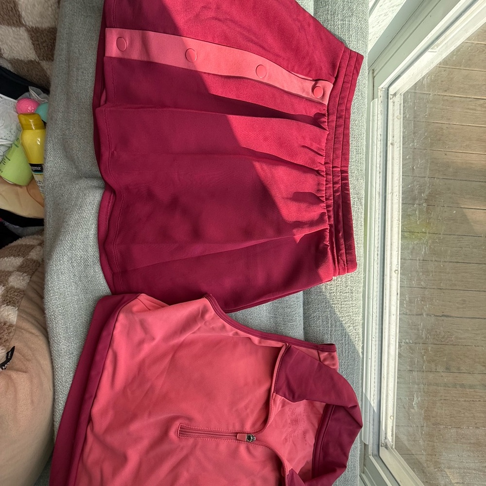 Women’s Golf Set Sincerely Jules Two-Tone Pink Quarter-Zip Pullover